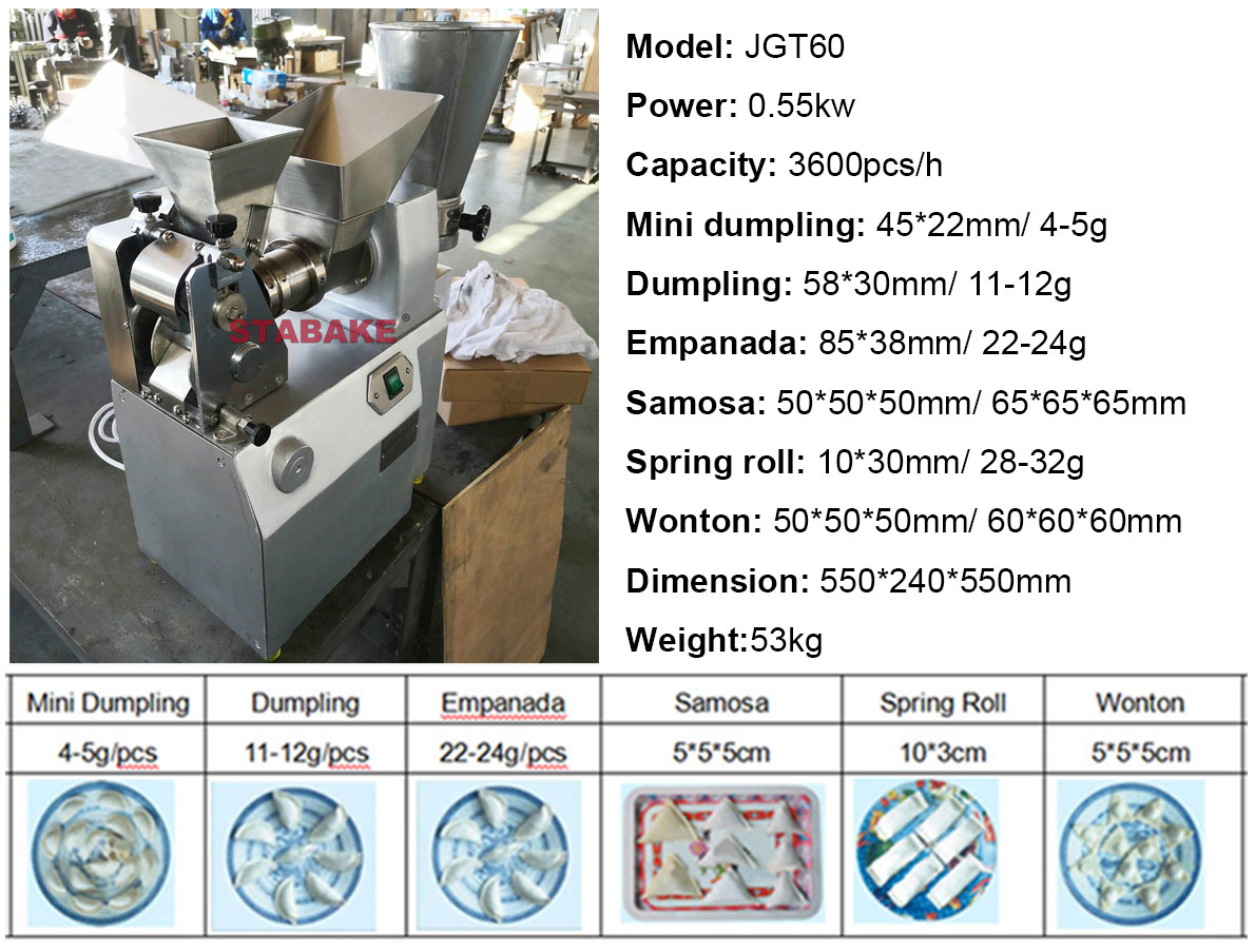 JGT60 empanada machine Specifications